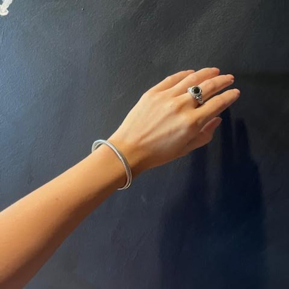 Cable Onyx-like Ring & Bracelet (in the style of David Yurman)